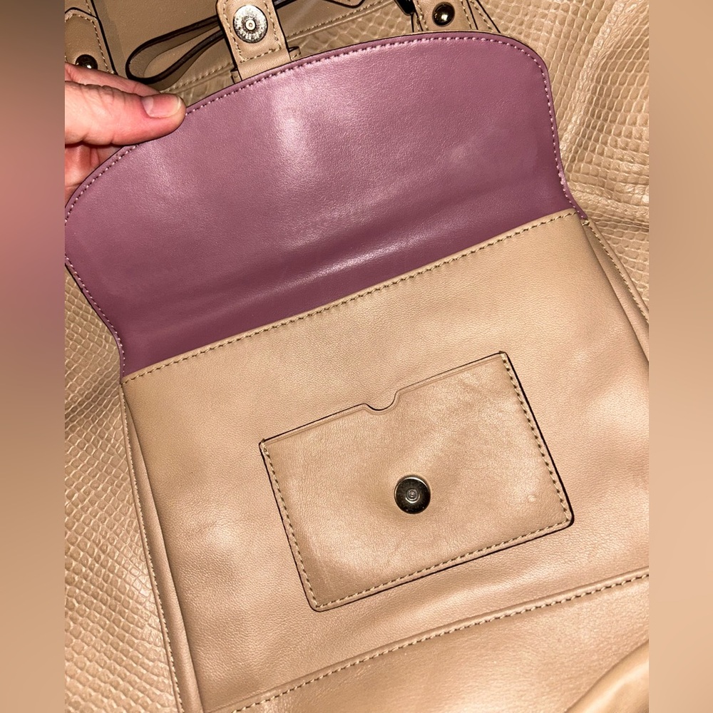 Coach Charlie Leather Python Embossed Tote In Bei… - image 5